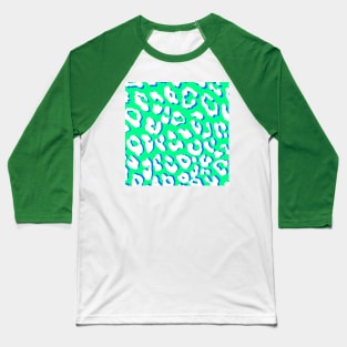 White Leopard Print Green Blue Baseball T-Shirt